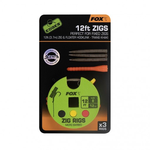 PRZYPON FOX EDGES ZIG RIG ROZM.8/12LB 3,70M (3SZT.) - 1