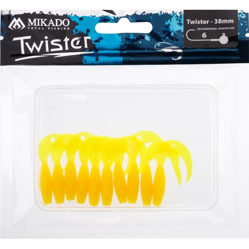 PRZYNĘTA MIKADO TWISTER 38MM/ YELLOW - OP.10SZT.