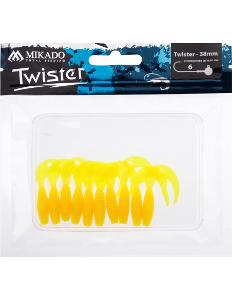 PRZYNĘTA MIKADO TWISTER 38MM/ YELLOW - OP.10SZT.