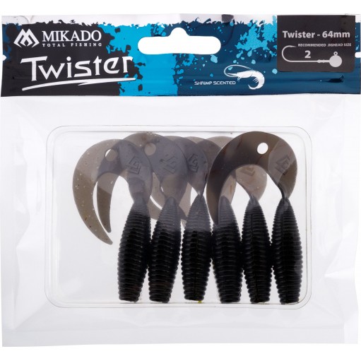 PRZYNĘTA MIKADO TWISTER 64MM/ BLACK - OP.6SZT.