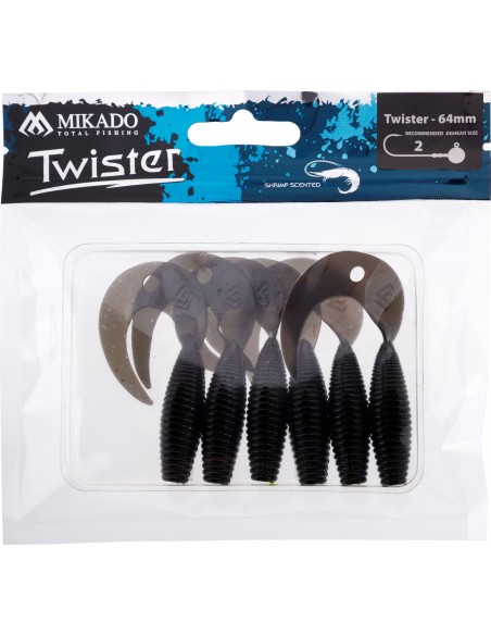PRZYNĘTA MIKADO TWISTER 64MM/ BLACK - OP.6SZT.