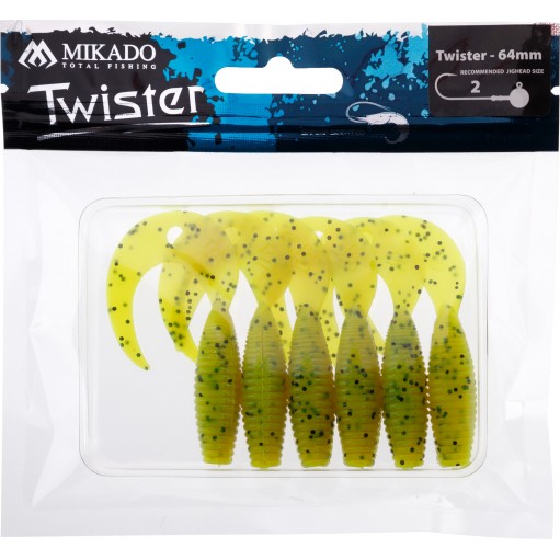 PRZYNĘTA MIKADO TWISTER 64MM/ CHARTREUSE PEPPER 6SZT - 2