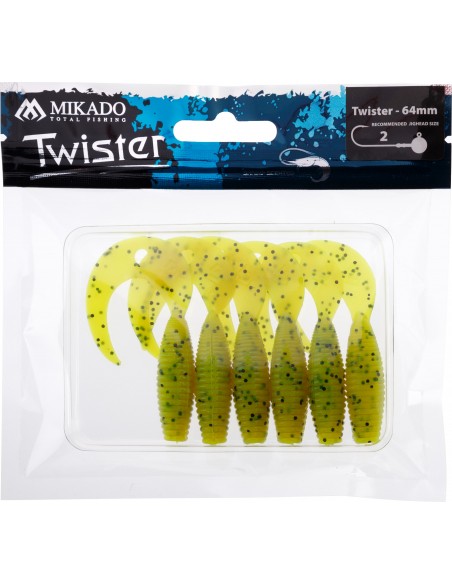 PRZYNĘTA MIKADO TWISTER 64MM/ CHARTREUSE PEPPER 6SZT - 2