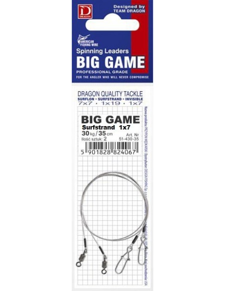 PRZYPON DRAGON 1 X 7 SURFSTRAND 27 KG BIG GAME 35 CM 2SZT. - 2